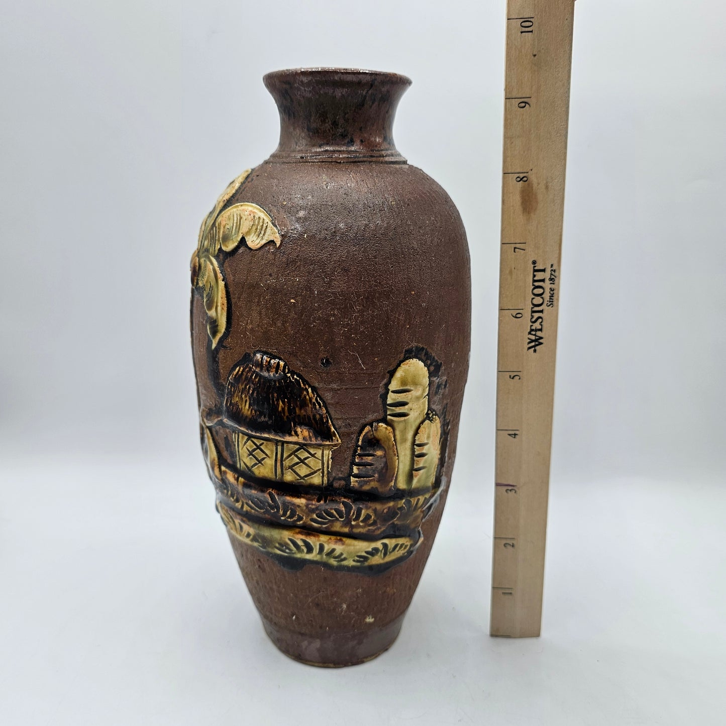 Vintage Japanese Ceramic on Clay Vase