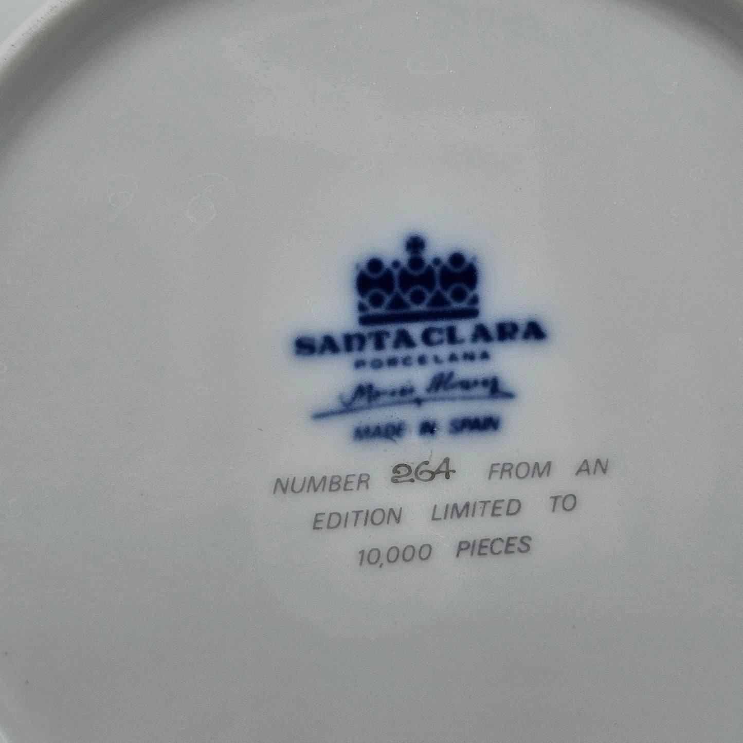 Santa Clara Porcelain Christmas Collector's plate 1972 - Made in Spain