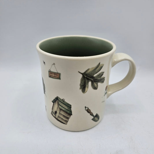 Pfaltzgraff Naturewood Garden Birdhouse Themed Ceramic Coffee Mug with Green Interior