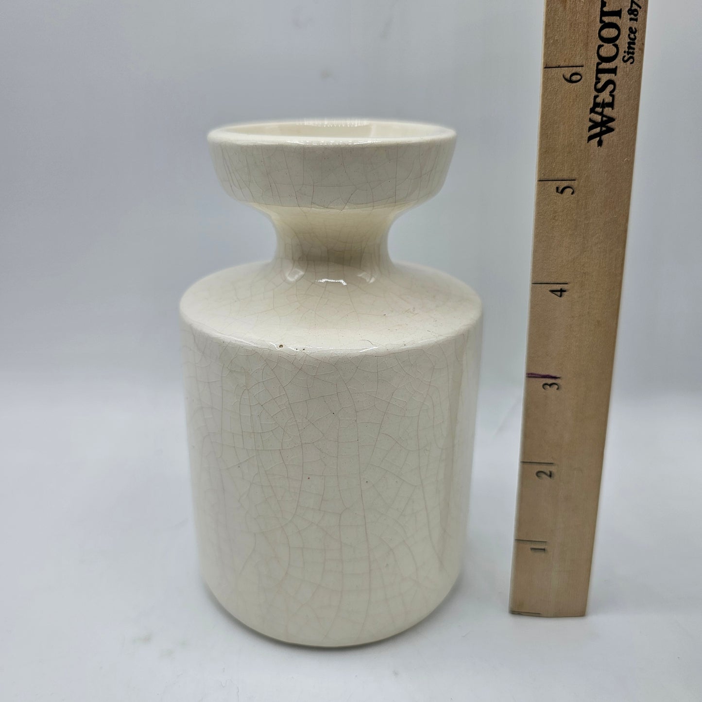 Vintage Crazed Ceramic Bulb Forcer with Transferware Butterfly