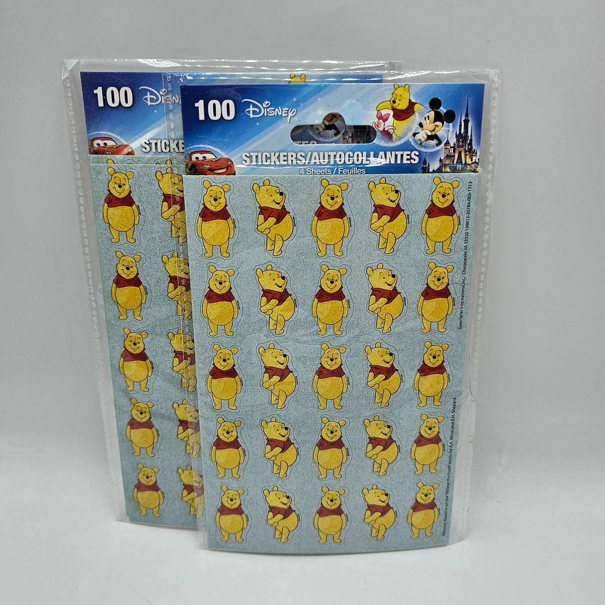 200 Disney Winnie the Pooh Stickers - 2 Packs - 100 stickers each