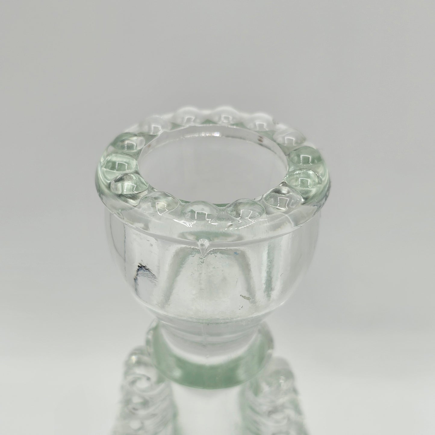 Baroque Style Scrolled Glass Taper Candlestick Pair