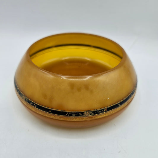 Vintage Celluloid Bowl with Black and Gold Accents