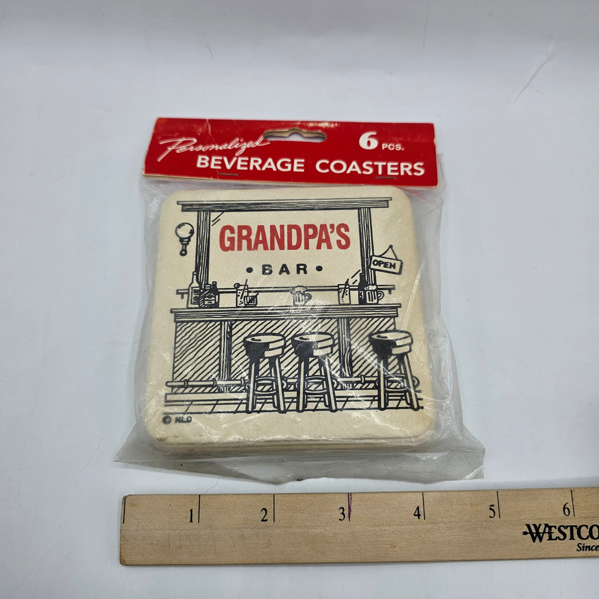 Grandpa's Bar Cardboard Novelty Drink Coasters - Set of 6