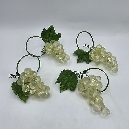 Grape Cluster Napkin Rings - Set of 4 - Clear Grape Green