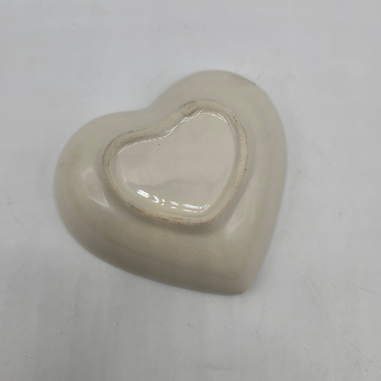 Small Porcelain Heart Shaped Ring or Trinket Dish with Hand Painted Flowers