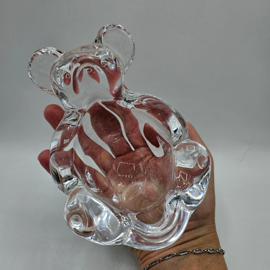 Vannes of France Crystal Bear Pipe Holder / Candle Holder / Candy Dish