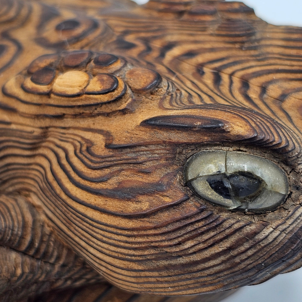Carved Cryptomeria Wooden Frog or Toad Figurine