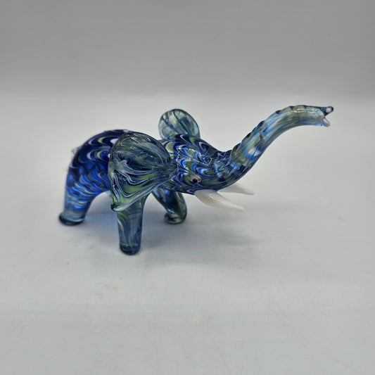 Lenox Art Glass Swirled Elephant Figurine - Blue