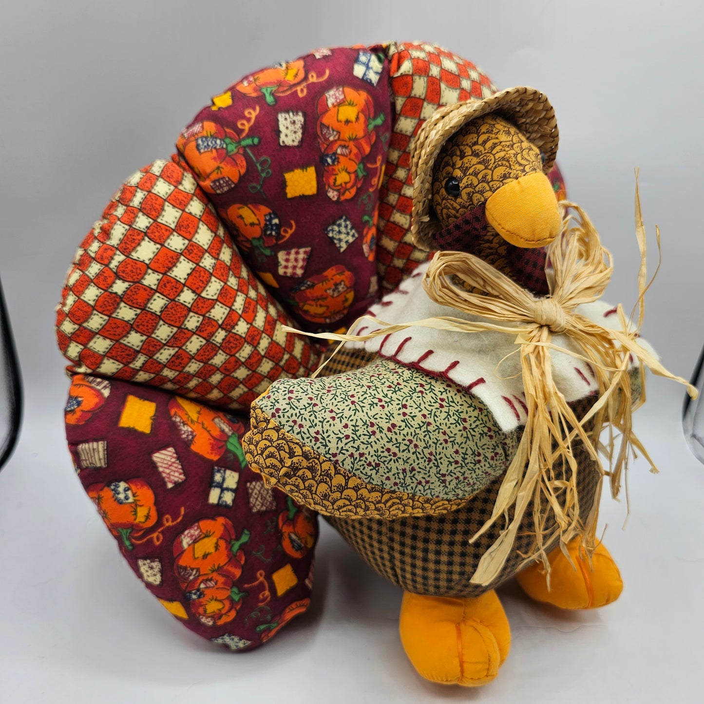 Hand Made Fall Turkey Plush 12"