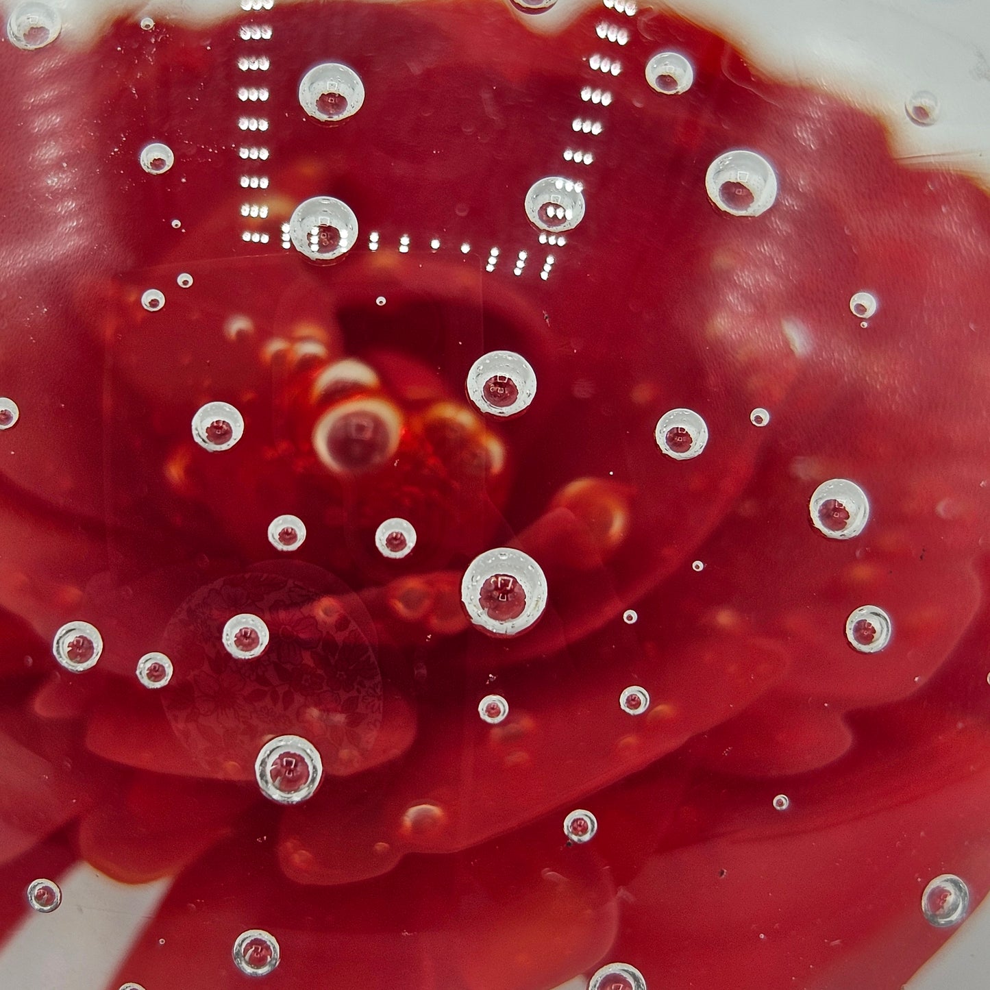 Bullicante Red Rose Glass Paperweight with Polished Base