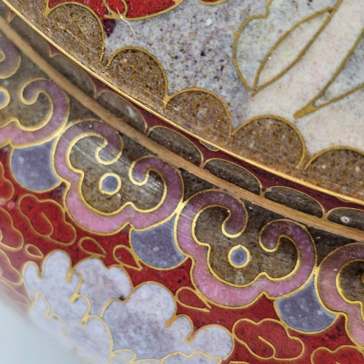 Vintage Cloisonne Lidded Pot with Flowers and Birds