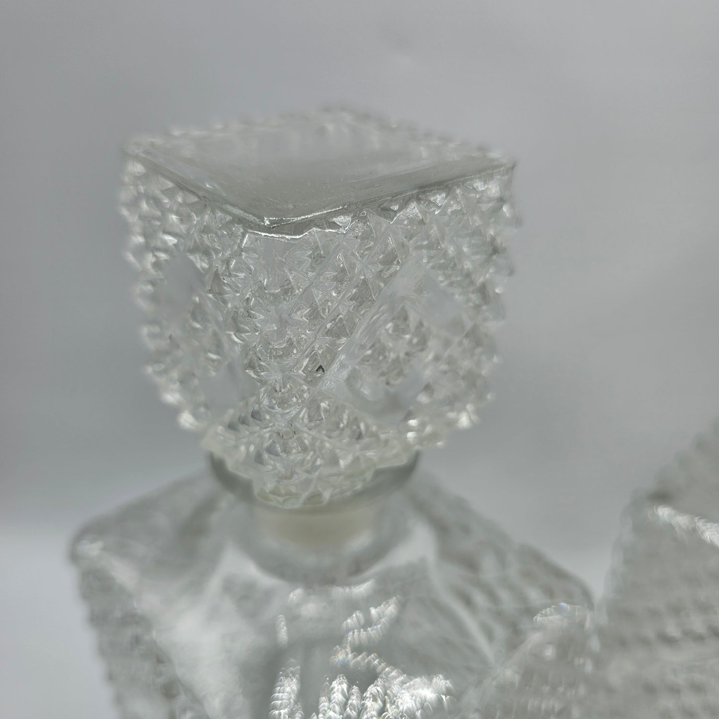 Vintage Hobnail Glass  Decanters with Original Stoppers - Set of 2