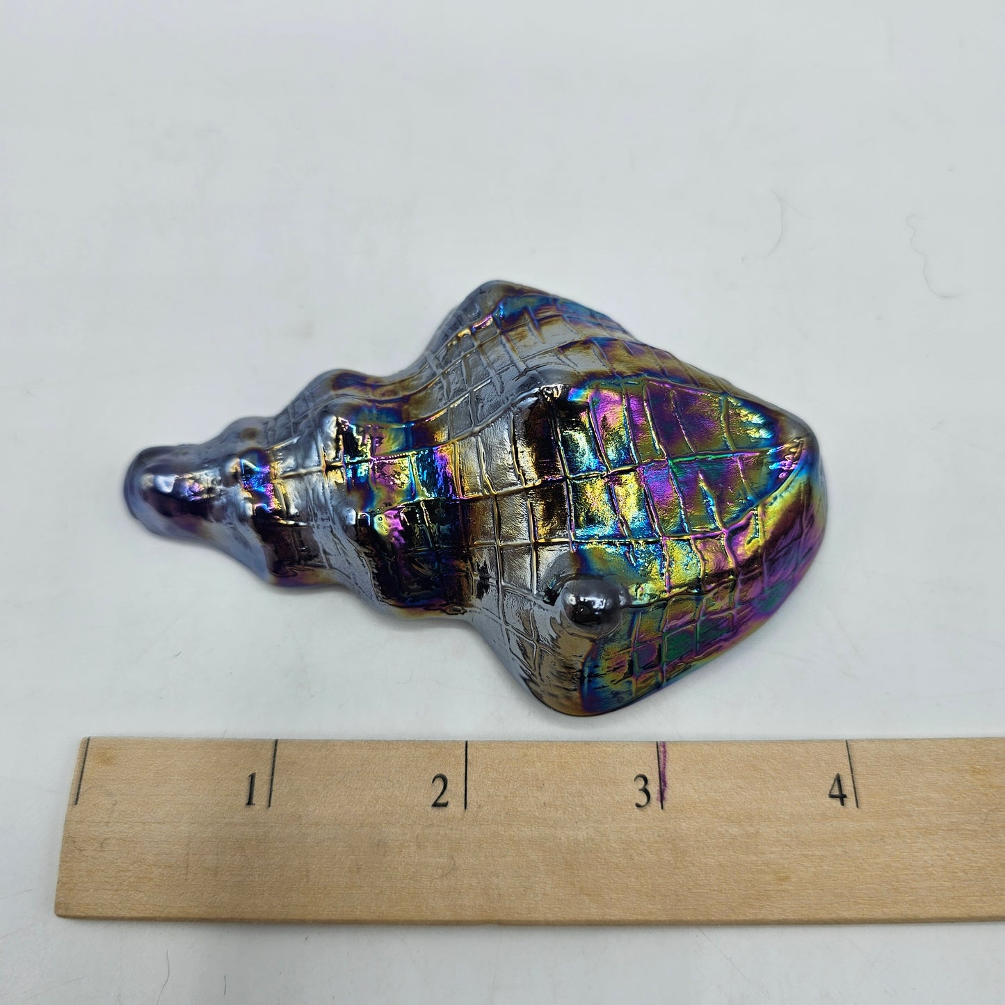Vintage Iridescent Glass Tower Shell Paperweight