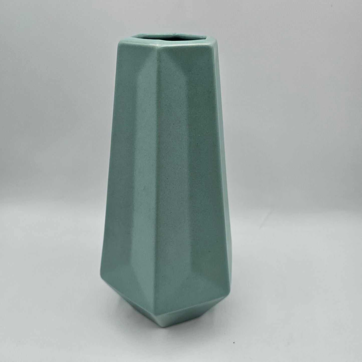 IKEA LIVSLÅNG vase in green with a faceted hexagon shape