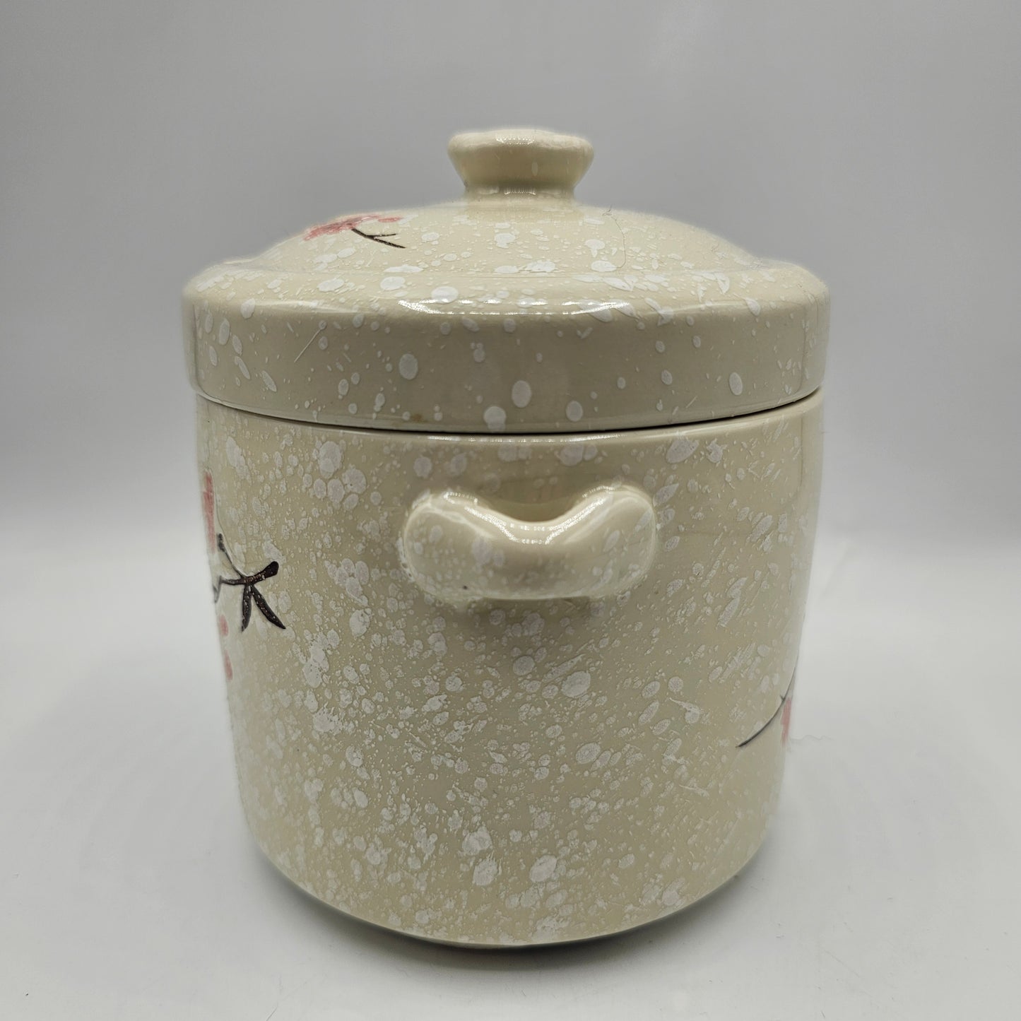 Japanese Cherry Blossom Double Lidded Steamer or Butter Crock