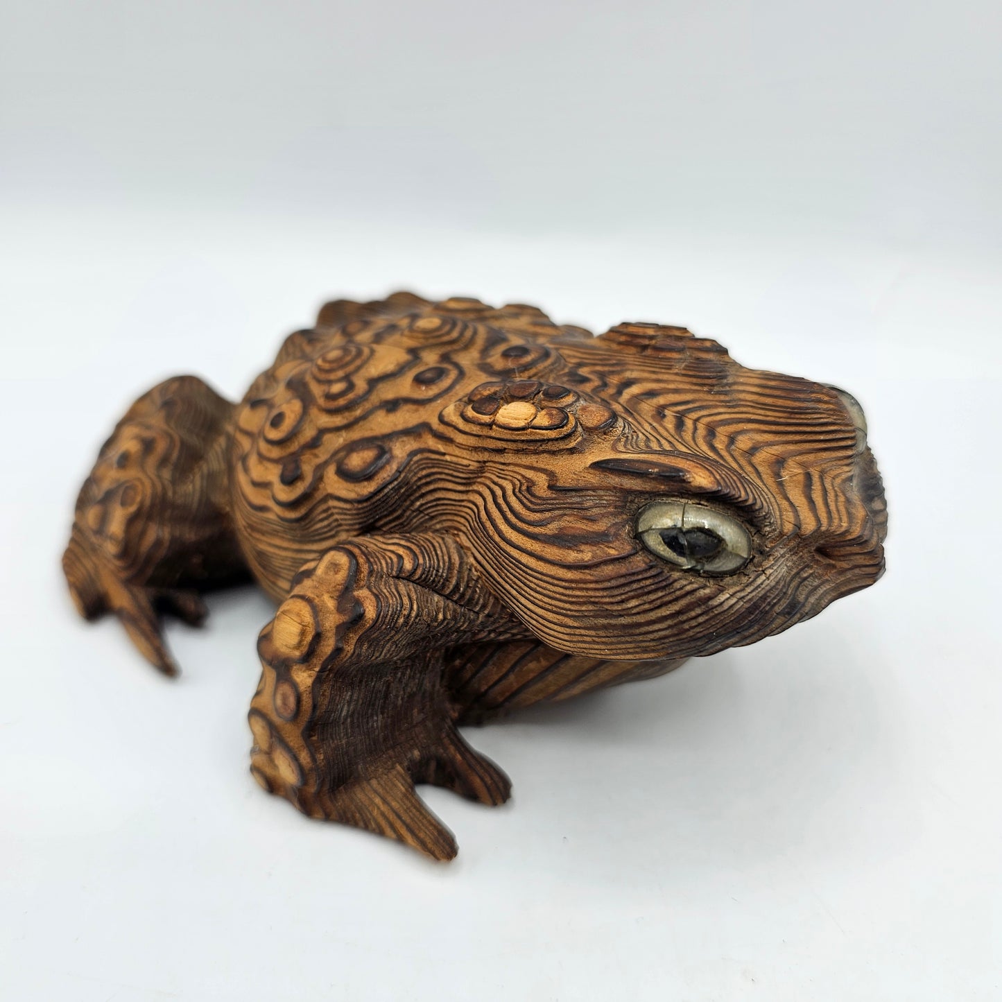 Carved Cryptomeria Wooden Frog or Toad Figurine