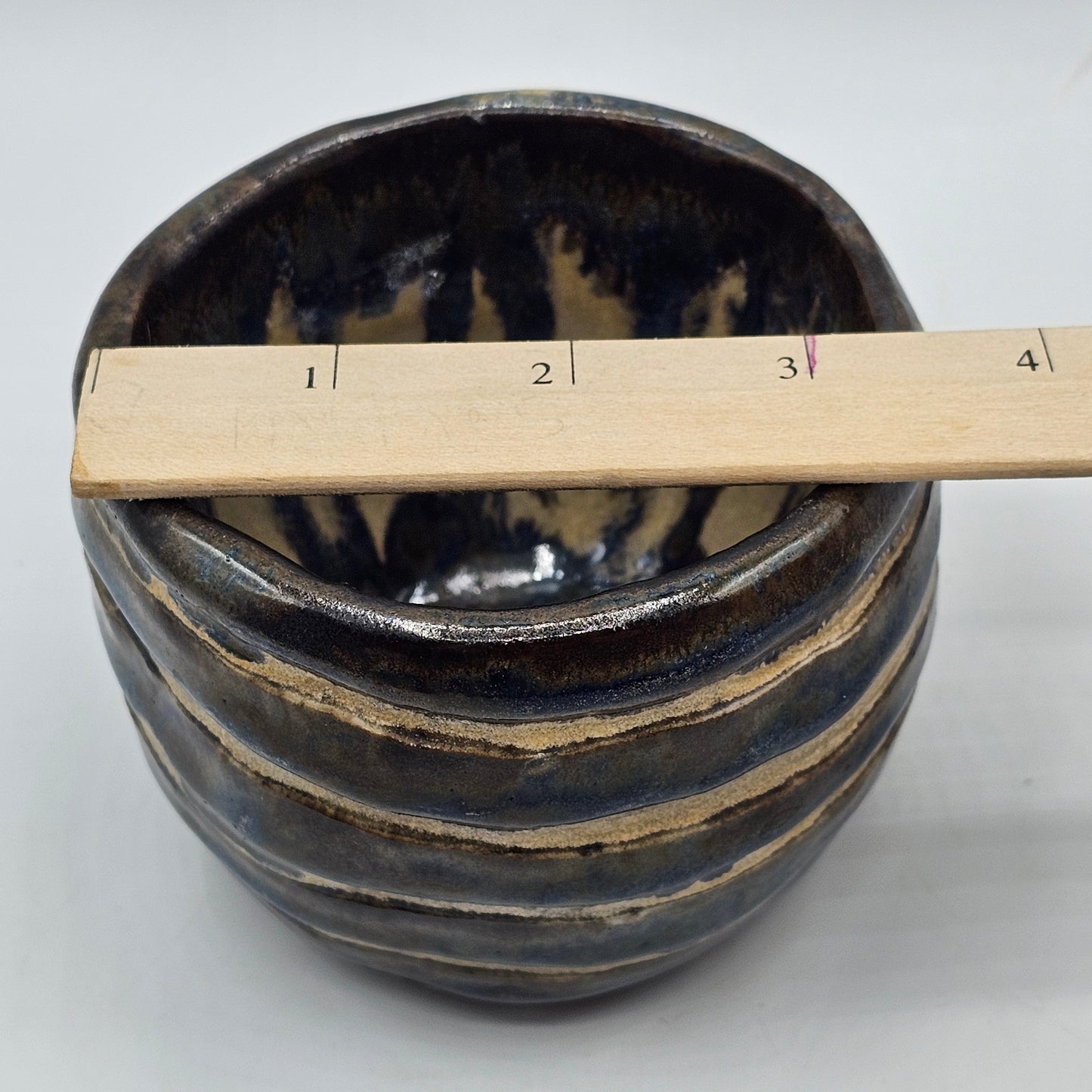 Artisan Pottery Painted Glazed Trinket Dish / Pencil Pot