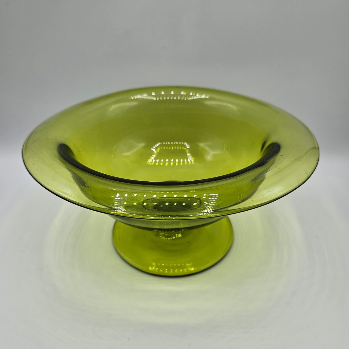 Vintage Indiana Glass Green Footed Pedestal Bowl
