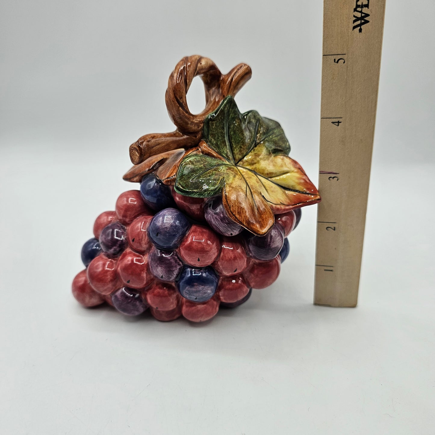 Ceramic Red Grape Design Lidded Sugar Bowl or Trinket Fish by Fitz and Floyd