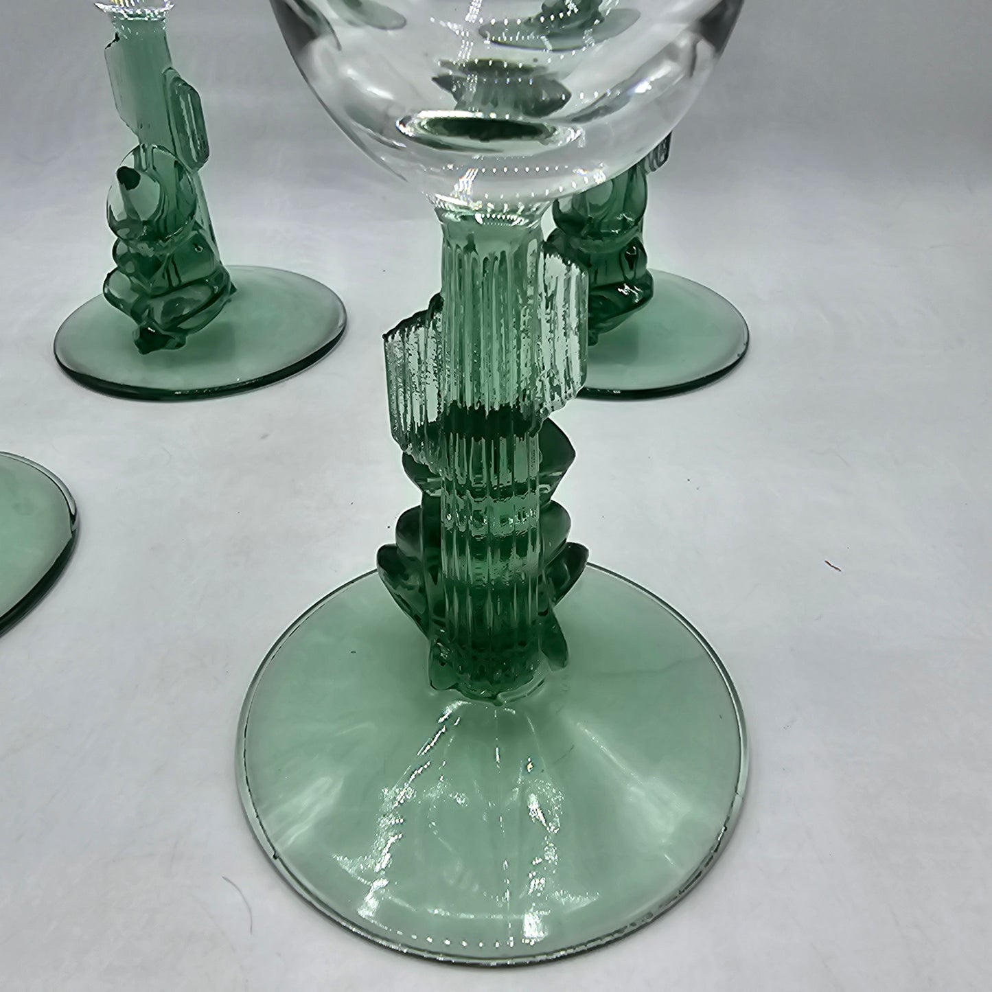 Vintage Anchor Hocking Cactus Stem Margarita Glasses - Set of 4 - 7" tall