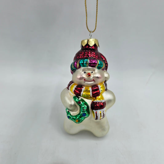 Vintage Blown Glass Snowman Christmas Tree Ornament