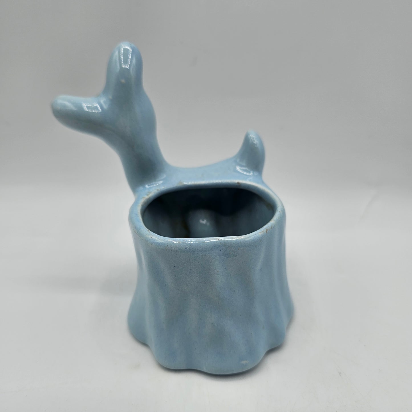 Mid Century Sky Blue Baby Deer Ceramic Planter