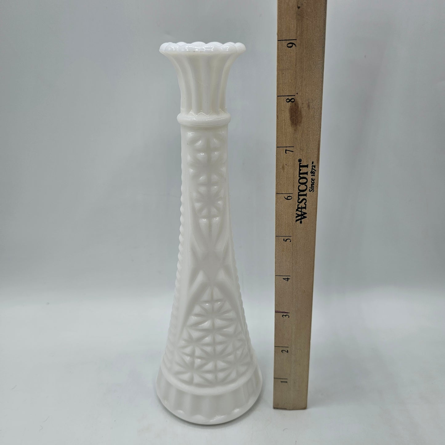 Vintage Anchor Hocking Stars & Bars Milk Glass Bud Vase