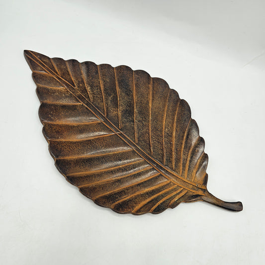 Crate and Barrel Bronze Finish Metal Leaf Shaped Trinket Dish