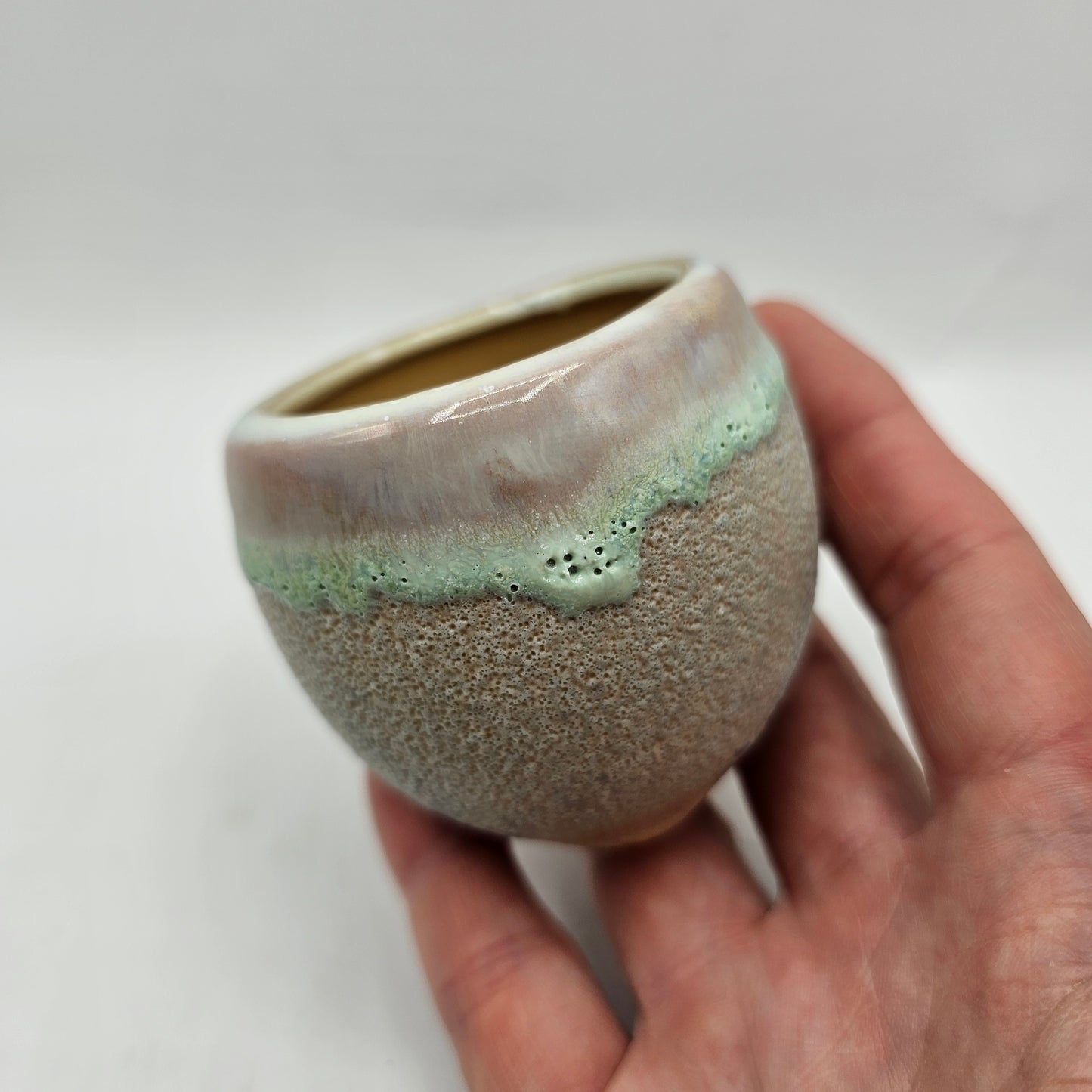 Art Pottery Sea Green Drip Glaze Mini Succulent Planter with Drainage Hole