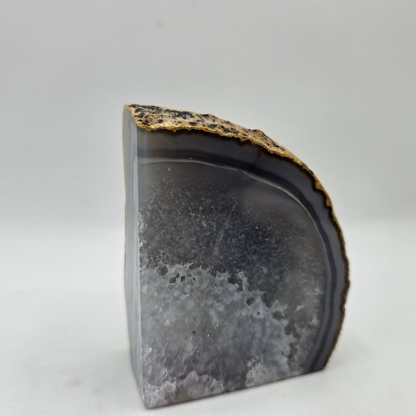 Polished Blue Gray Agate Geode Rock Bookend