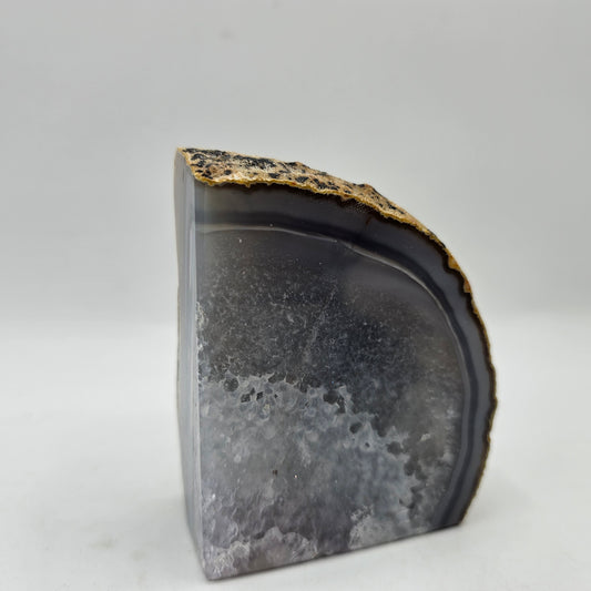 Polished Blue Gray Agate Geode Rock Bookend