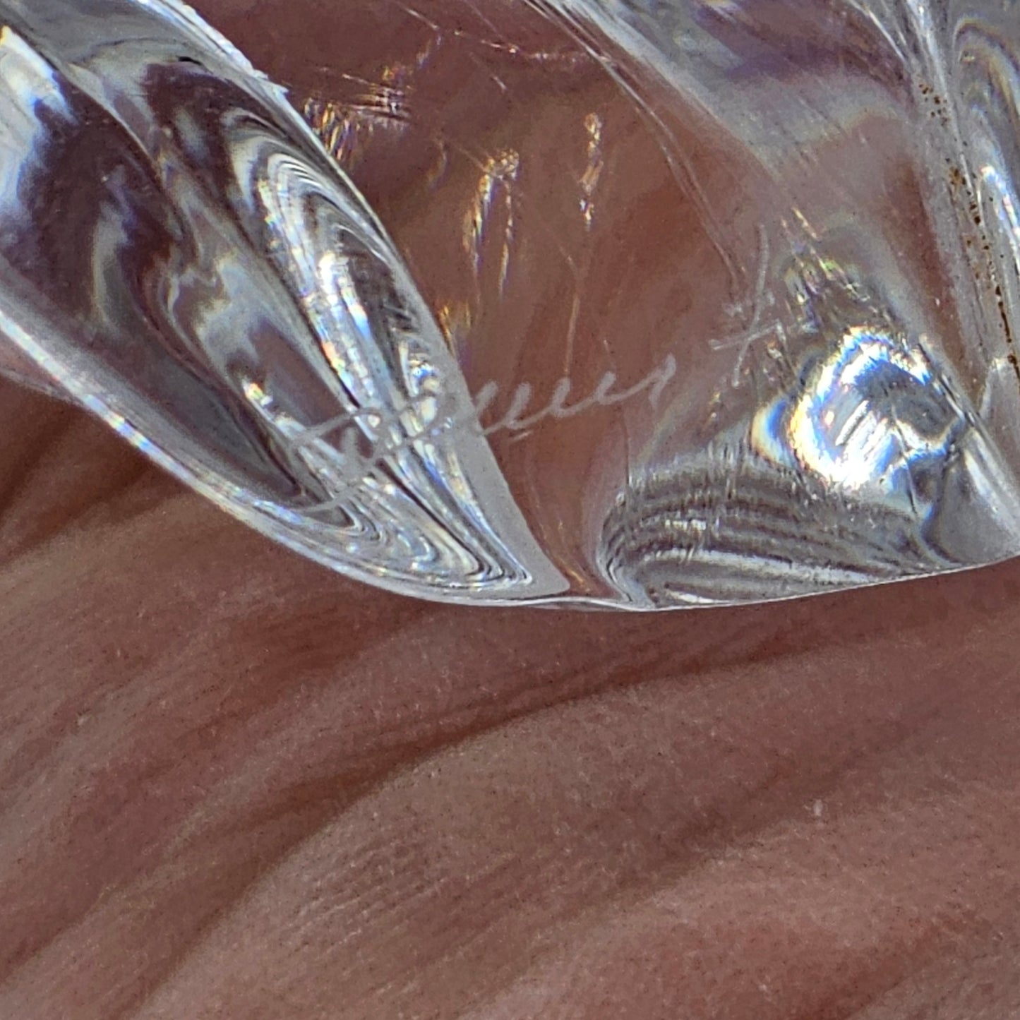 Vintage Daum of France Crystal Trinket Bowl or Candy Dish - Etched Signature