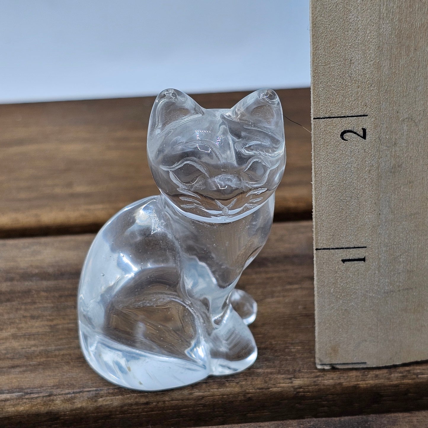 Vintage Lead Crystal Sitting Cat Figurine - 2.25"