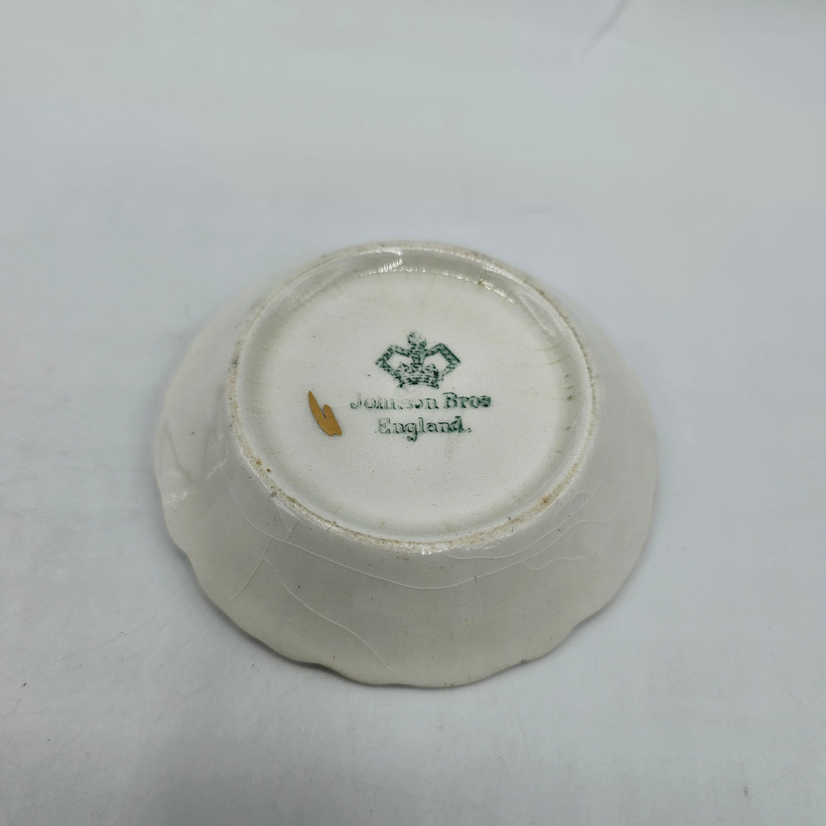 2 Vintage Johnson Bros English Porcelain Butter Pats (crazing noted