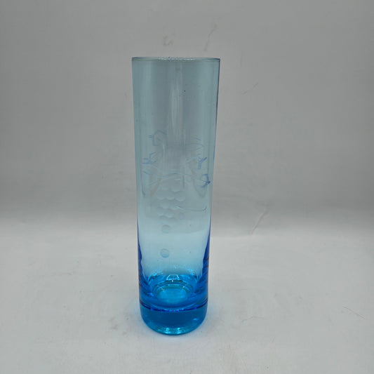 Kronos Etched Blue Glass Bud Vase - Made in Poland #2