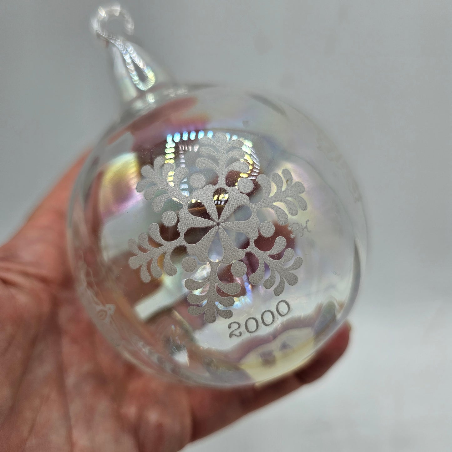 Princess House Crystal Snowflake Year 2000 Blown Glass Ornament with Hook