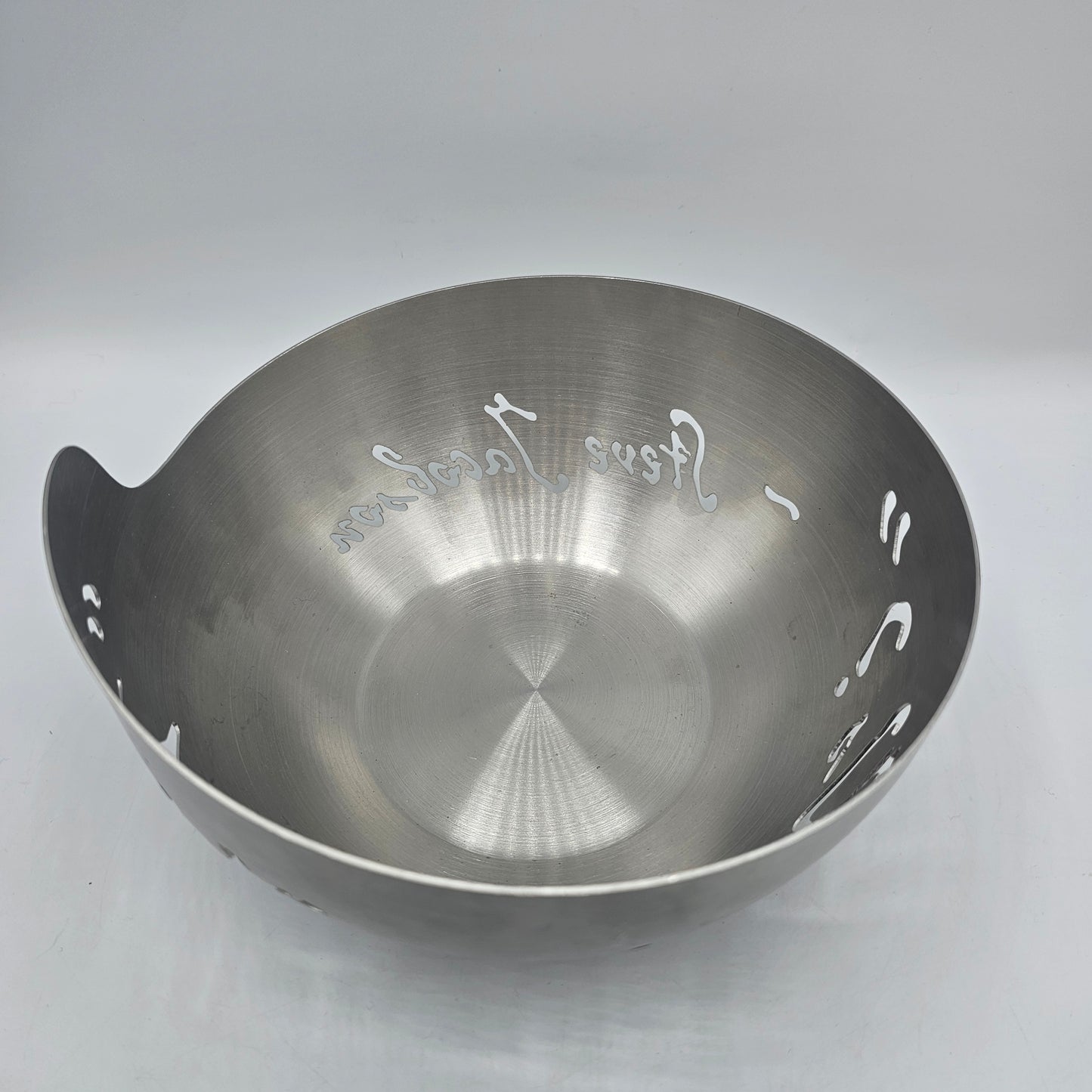 "Why Not Us?" Steve Jacobson Lase Cut Stainless Steel Bowl