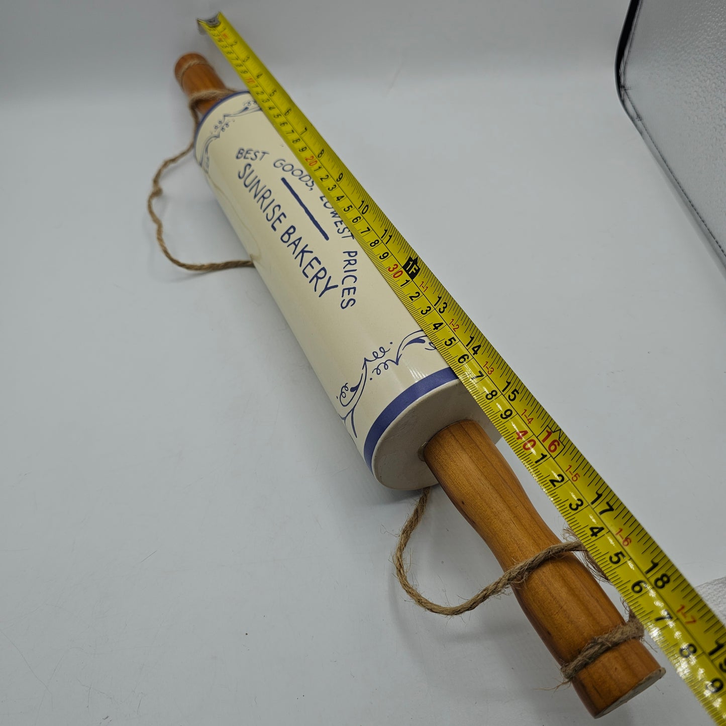 Sunrise Bakery Decorative Ceramic Rolling Pin with String for Hanging