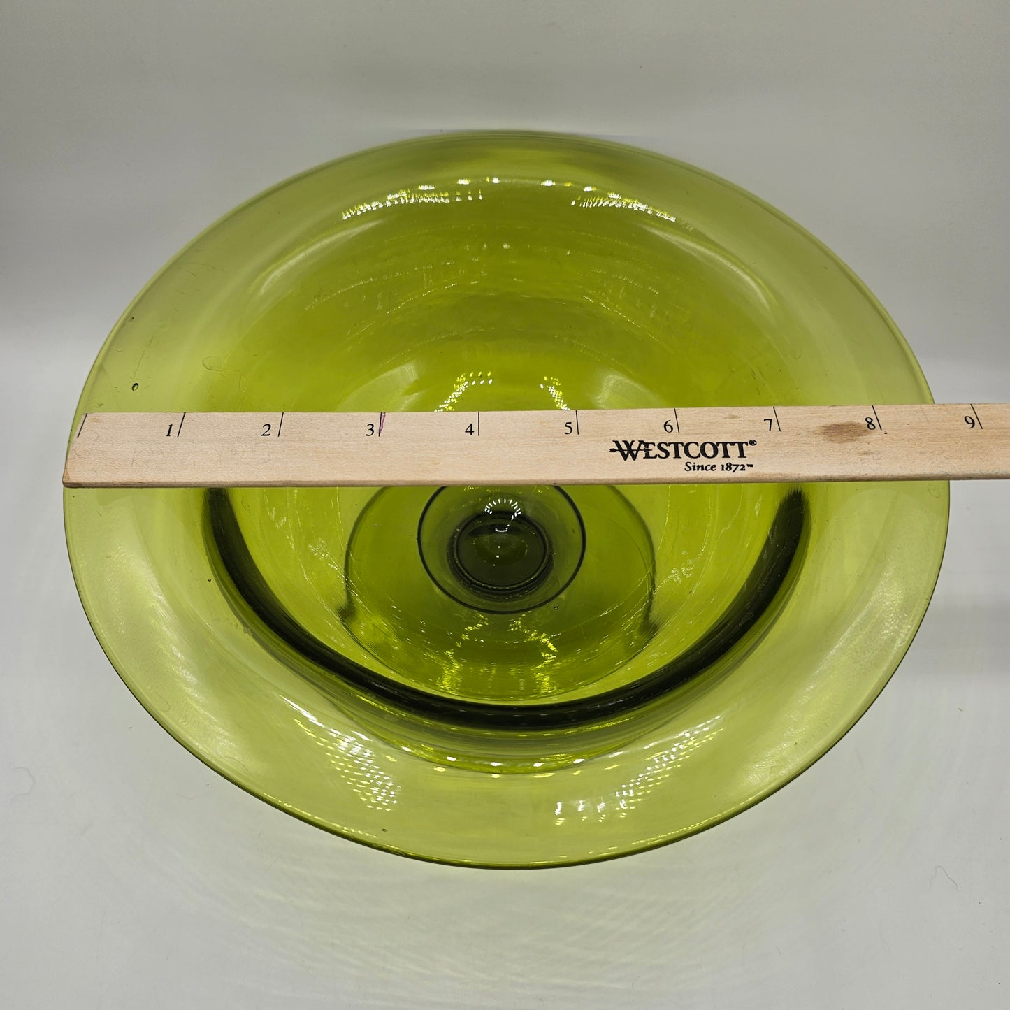 Vintage Indiana Glass Green Footed Pedestal Bowl
