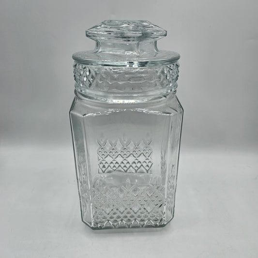 Vintage Koeze's Glass Candy / Apothecary Square Canister Lidded Jar