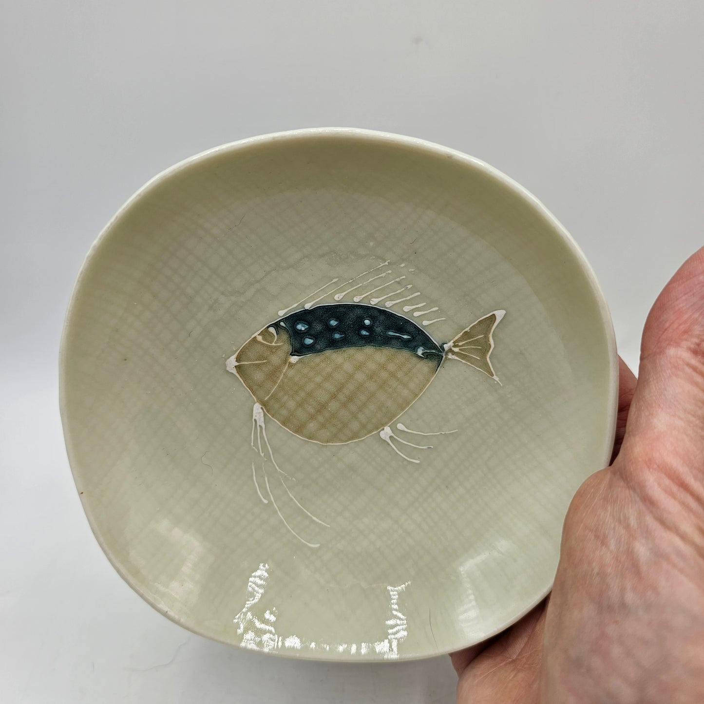 Pair of Asian Sauce Dishes with Fish Design