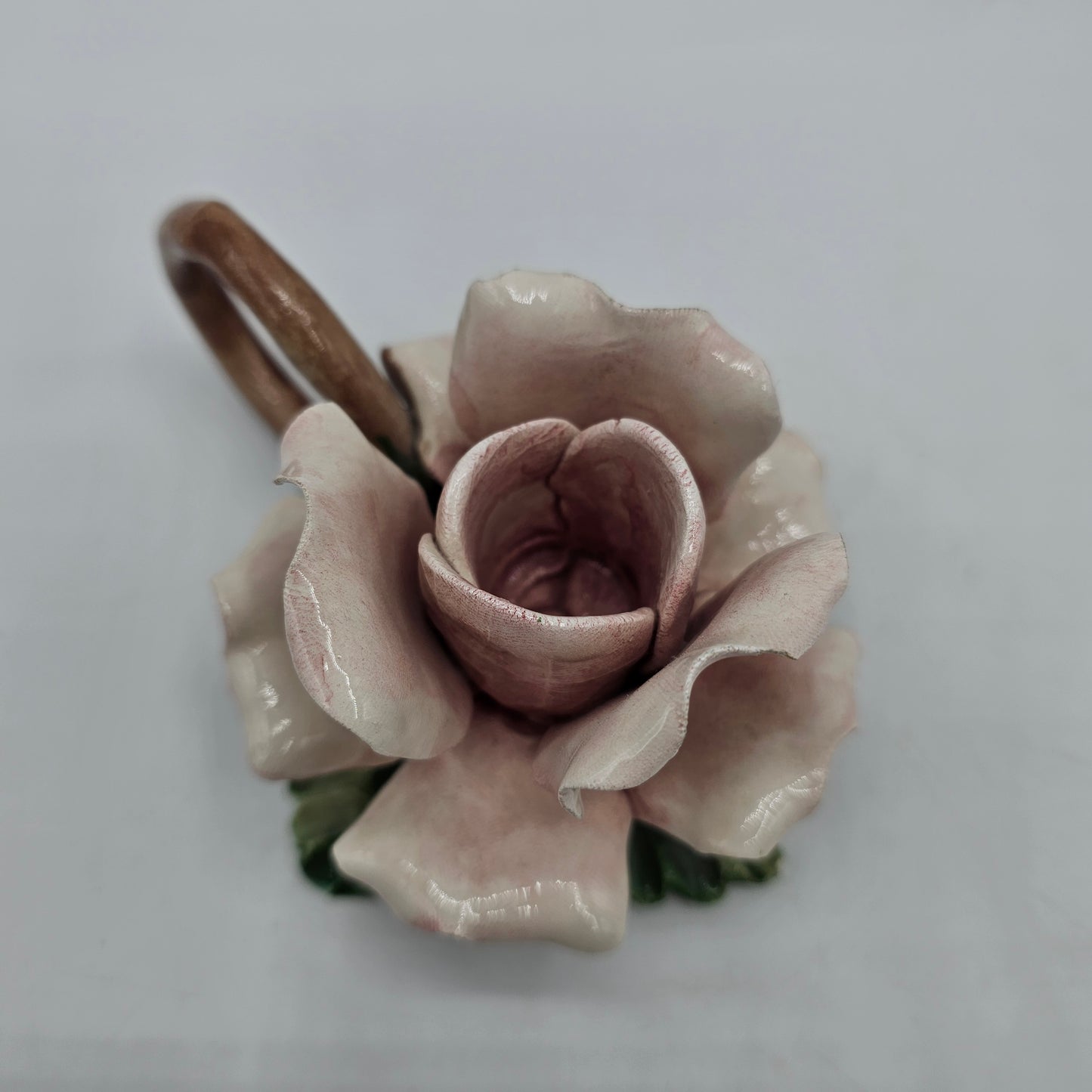 Vintage Pink Capodimonte Rose Taper Candle Holder