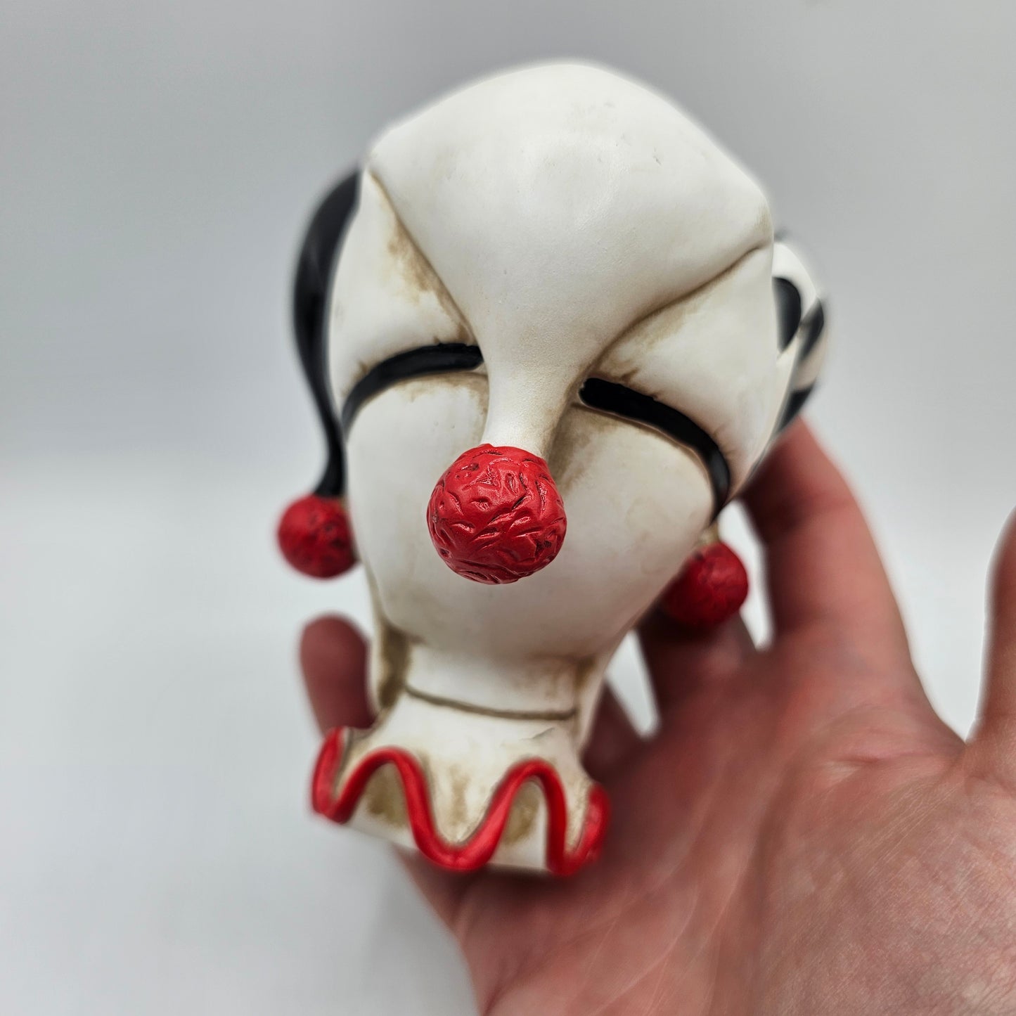 Unique Vintage Dark Jester / Joker Hard Plastic Cane Topper or Doll Head