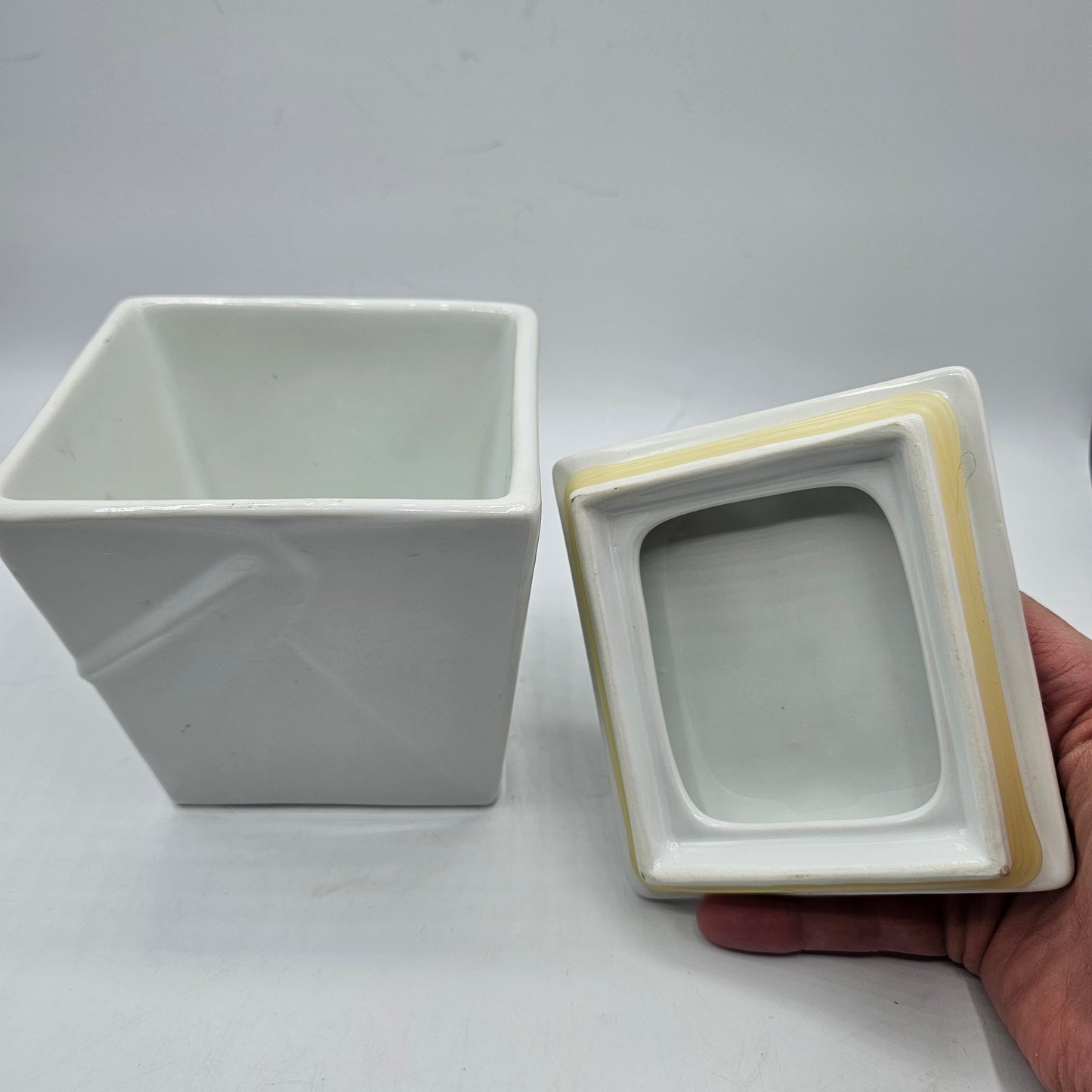 White Ceramic Chinese Take Out Style Lidded Canister