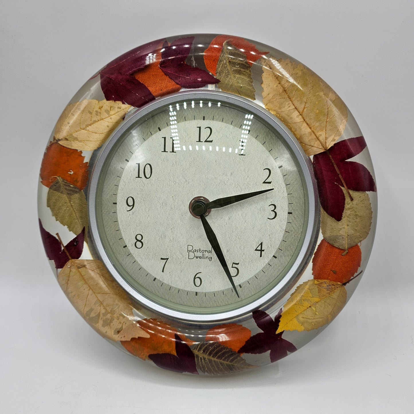 Lucite Fall Leaves Wall Clock by Pastoral Dwelling