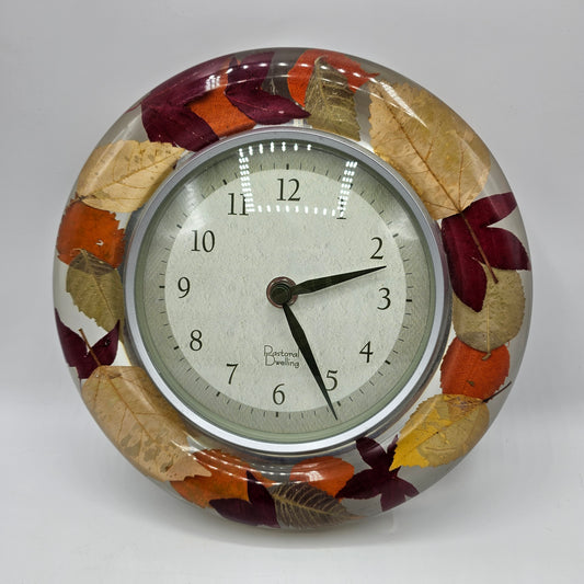 Lucite Fall Leaves Wall Clock by Pastoral Dwelling