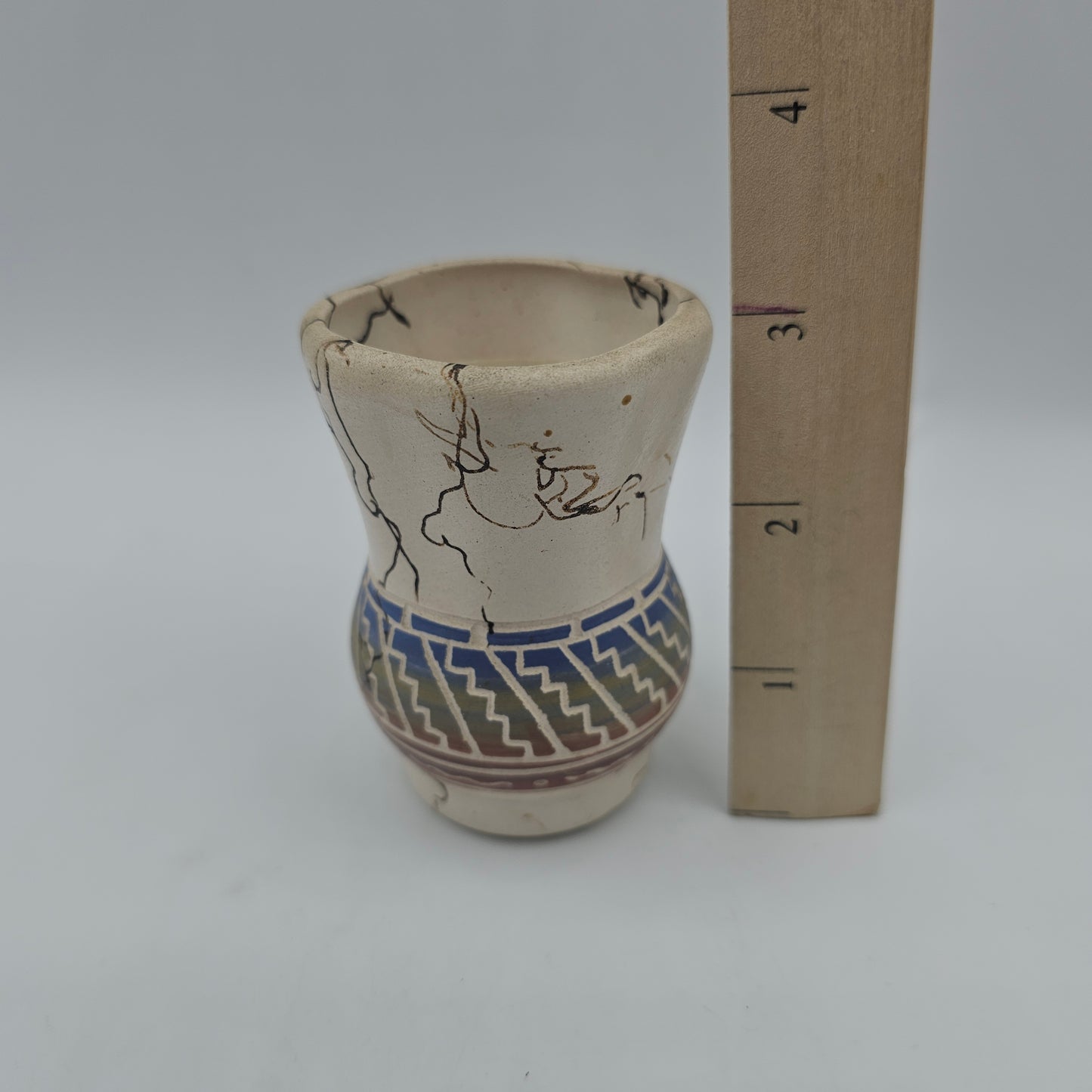 Navajo Native American Horsehair Pottery Vase / Toothpick Holder by Tannia Neal