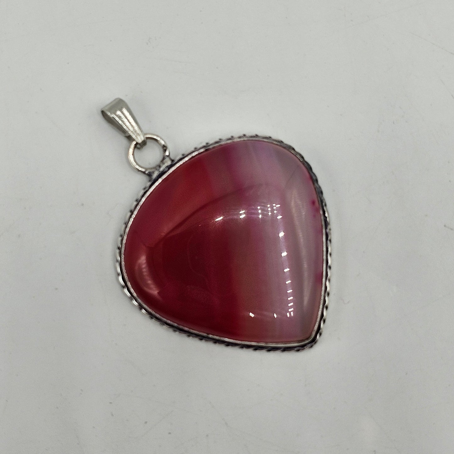 UV Reactive Banded Pink Onyx Stone Teardrop Pendant