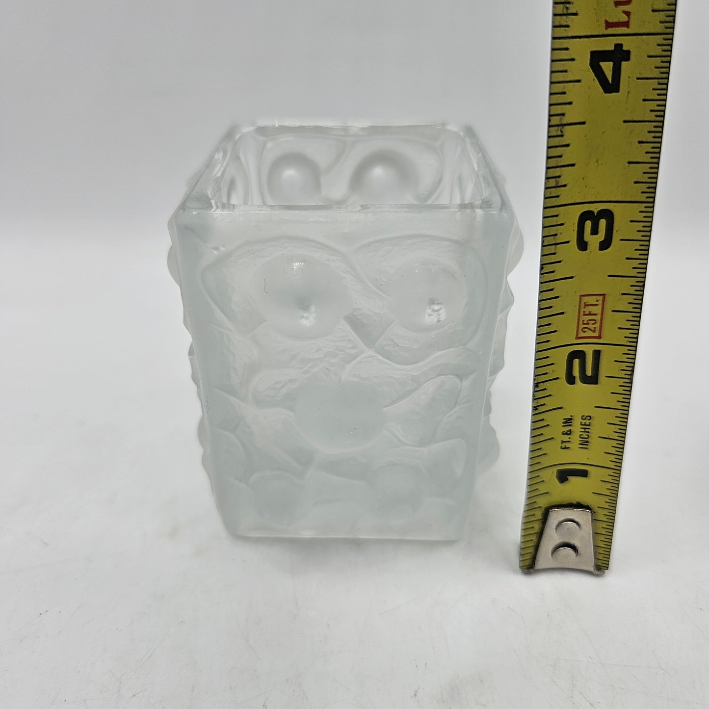 Weil Crystal Czechoslovakia Frosted Glass Candle Holder / Toothpick Holder - 3" tall